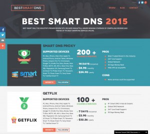 Captura de pantalla de la página de inicio de Best Smart DNS