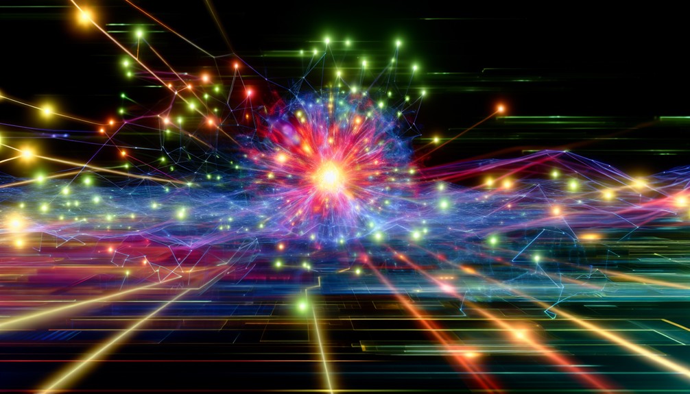 Central glowing node in a vibrant network representing the core of Smart DNS technology.
