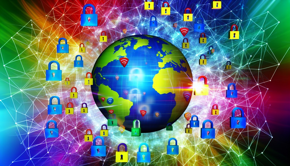 A vibrant globe with streaming icons orbiting it and digital locks breaking open, representing Smart DNS unlocking geo-restricted content across global networks.