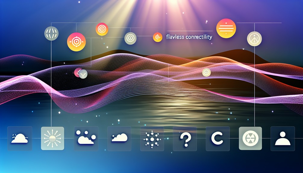 A serene digital landscape with flowing lines, a glowing user interface with intuitive icons, and vibrant colors symbolizing seamless connectivity and ease of use with Smart DNS.